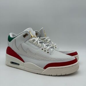 Nike Air Jordan 3 Retro Mens Size 9 White Red and Green IO1752 100 New